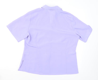 Bonmarché Womens Purple Polyester Basic Button-Up Size 14 Collared