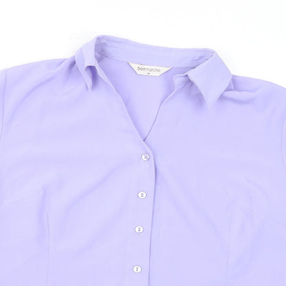 Bonmarché Womens Purple Polyester Basic Button-Up Size 14 Collared