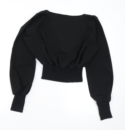 Womens UK Size 8 PRETTYLITTLETHING Black Cropped Blouse