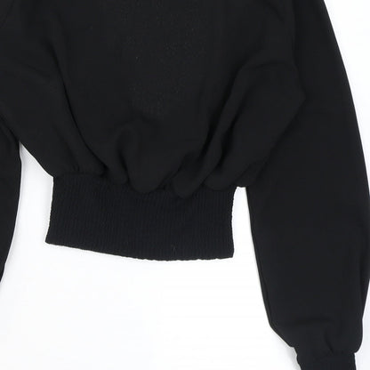 Womens UK Size 8 PRETTYLITTLETHING Black Cropped Blouse