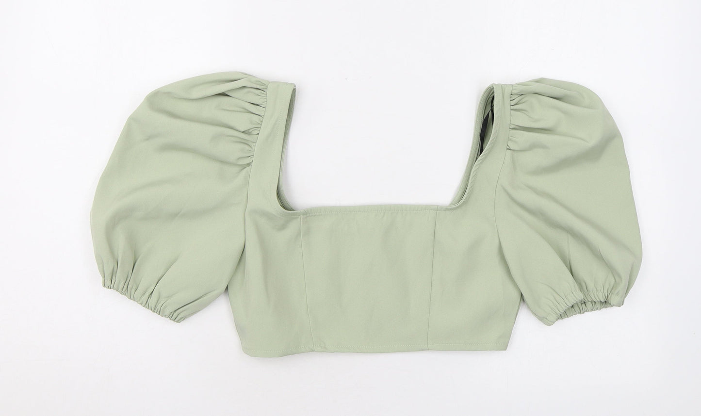 Womens UK Size 8 Missguided Green Cropped T-Shirt