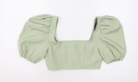 Womens UK Size 8 Missguided Green Cropped T-Shirt