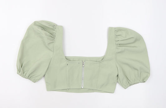 Womens UK Size 8 Missguided Green Cropped T-Shirt