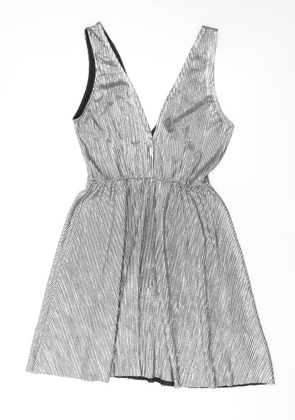 H&M Womens Silver Polyester Tank Dress Size 10 V-Neck Pullover