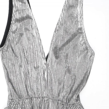 H&M Womens Silver Polyester Tank Dress Size 10 V-Neck Pullover