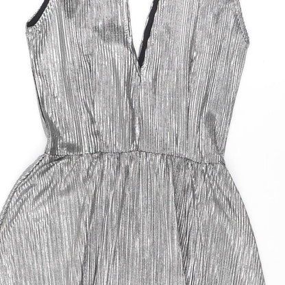 H&M Womens Silver Polyester Tank Dress Size 10 V-Neck Pullover