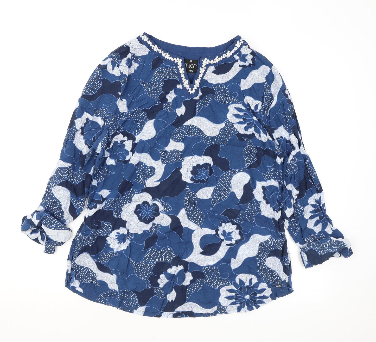Womens UK Size 10 TIGI Blue Tunic Blouse