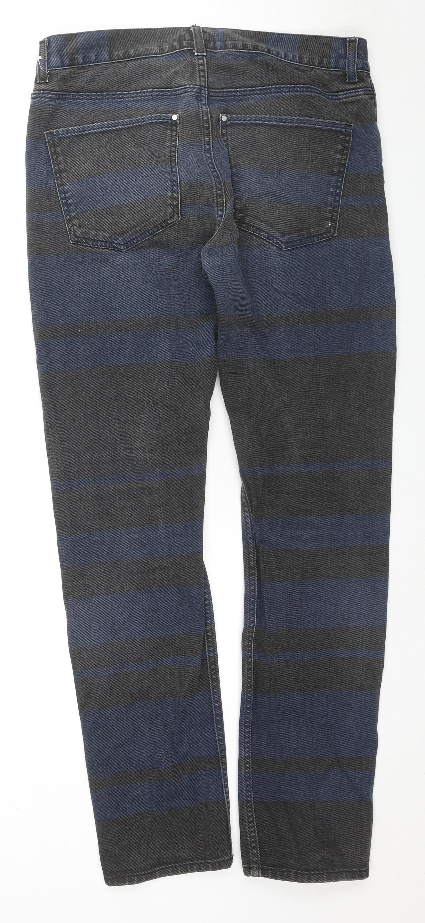 H&M Mens Black Striped Cotton Skinny Jeans Size 31 in L32 in Regular Zip