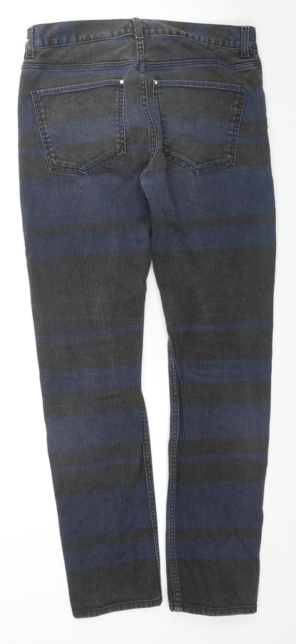 H&M Mens Black Striped Cotton Skinny Jeans Size 31 in L32 in Regular Zip