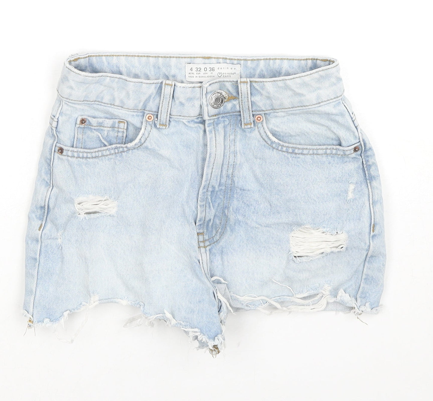 Denim & Co. Womens Blue Cotton Hot Pants Shorts Size 4 L3 in Regular Zip