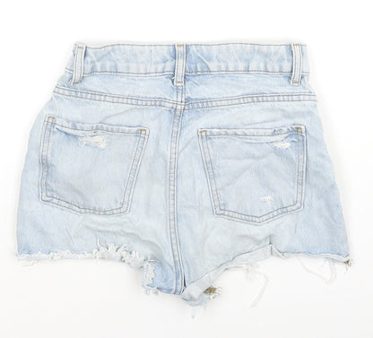 Denim & Co. Womens Blue Cotton Hot Pants Shorts Size 4 L3 in Regular Zip