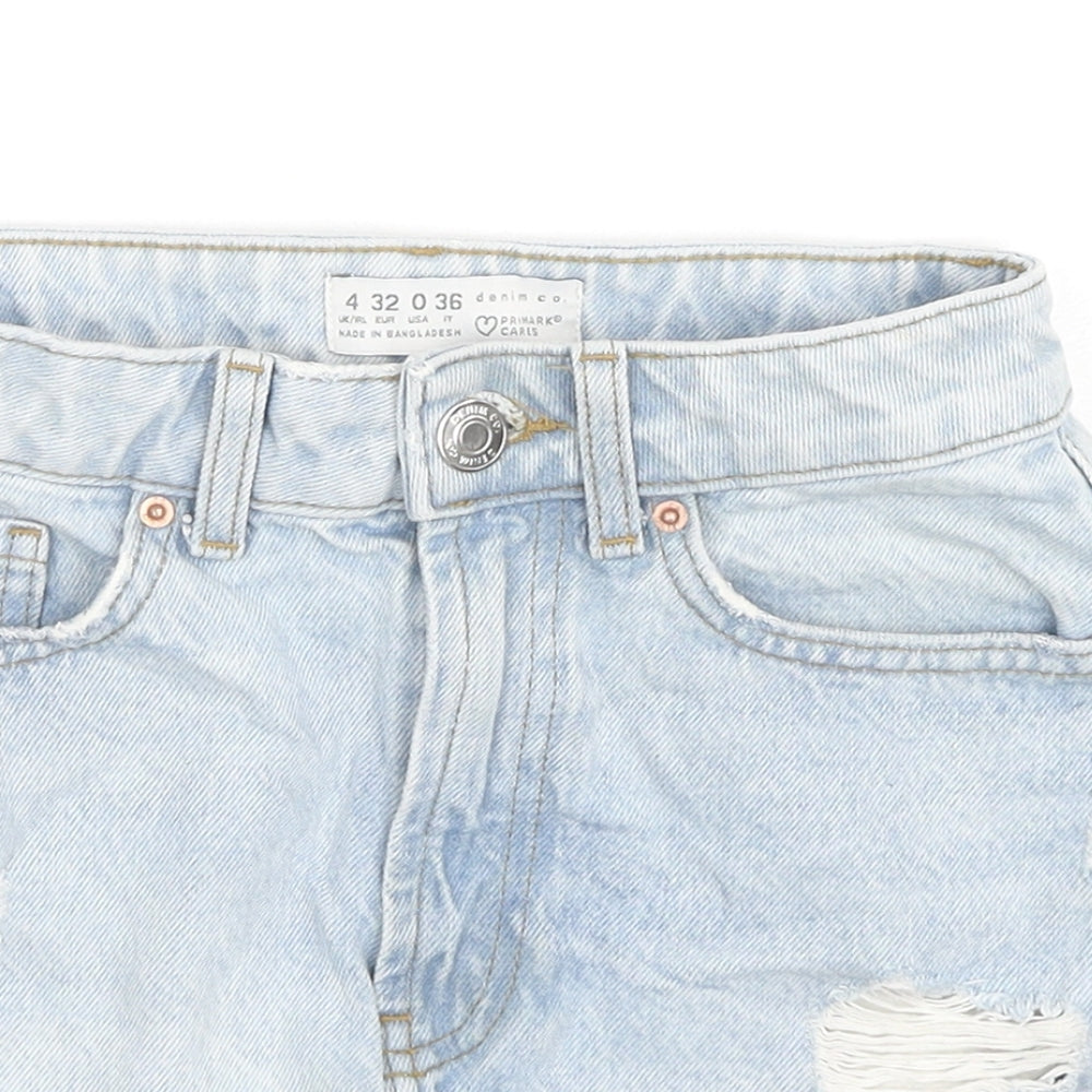 Denim & Co. Womens Blue Cotton Hot Pants Shorts Size 4 L3 in Regular Zip