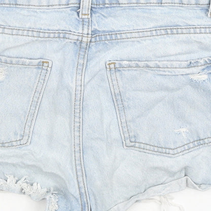 Denim & Co. Womens Blue Cotton Hot Pants Shorts Size 4 L3 in Regular Zip