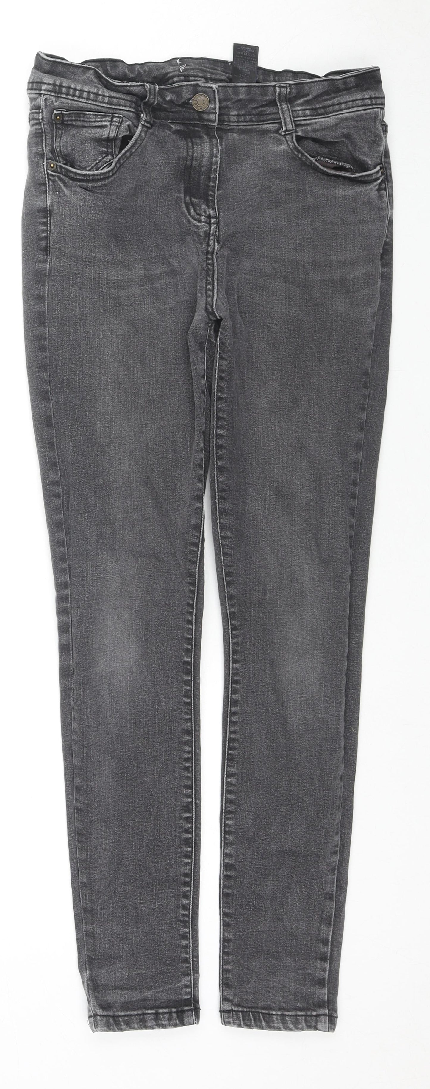 NEXT Womens Black Cotton Skinny Jeans Size 10 L27 in Regular Zip
