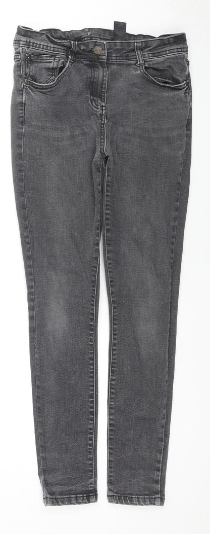 NEXT Womens Black Cotton Skinny Jeans Size 10 L27 in Regular Zip