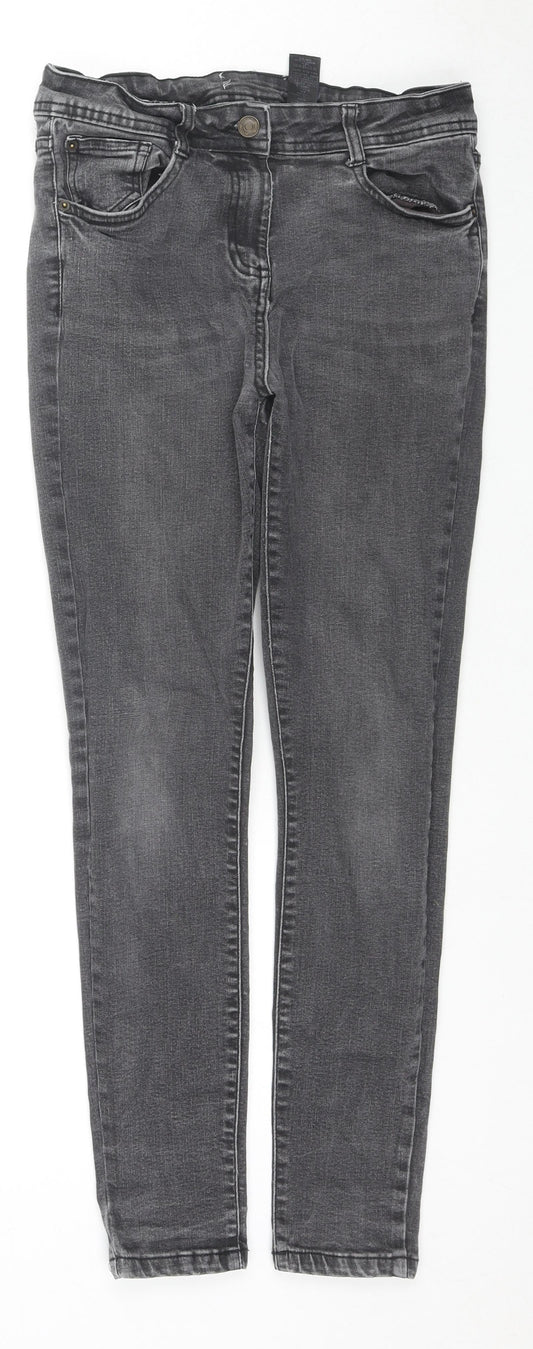 NEXT Womens Black Cotton Skinny Jeans Size 10 L27 in Regular Zip