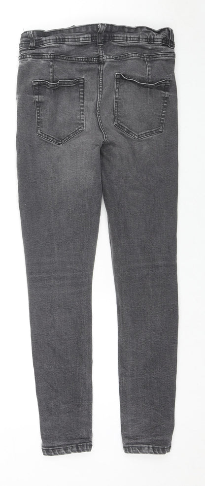 NEXT Womens Black Cotton Skinny Jeans Size 10 L27 in Regular Zip