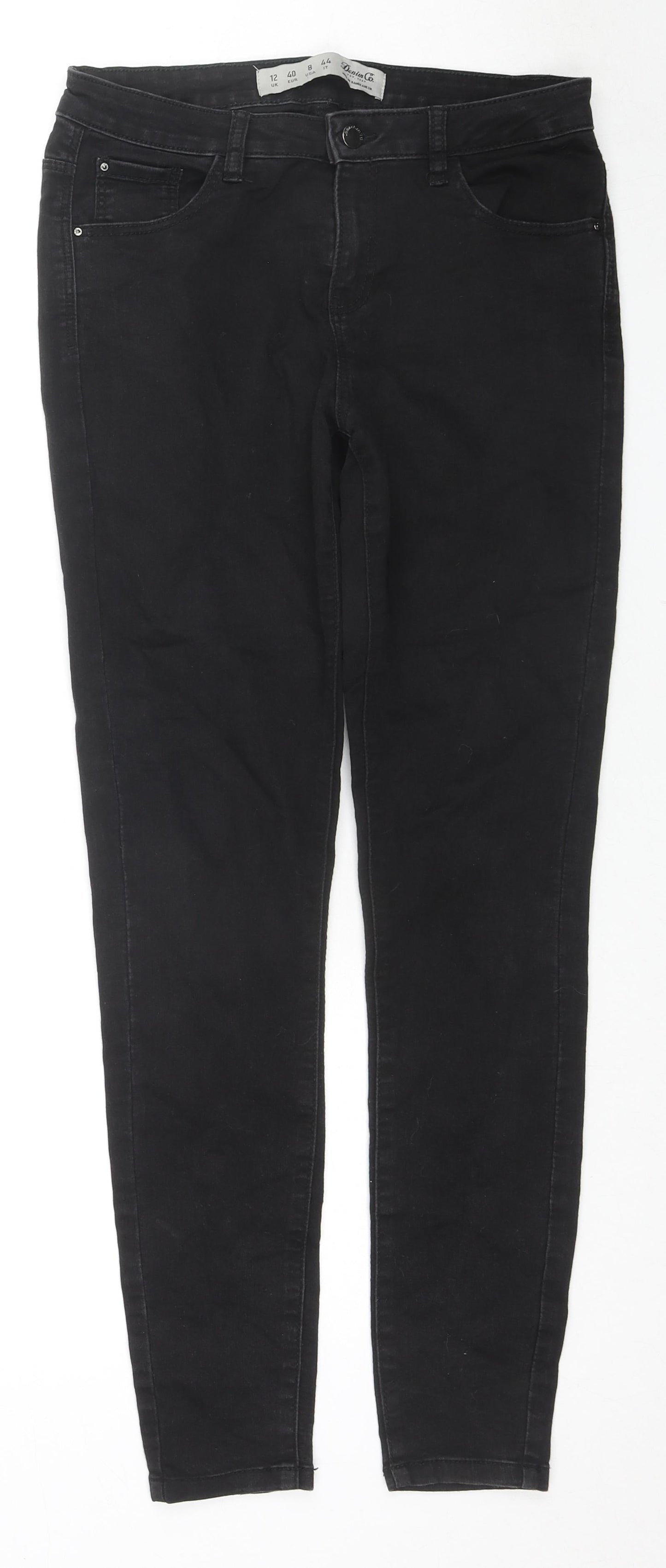 Denim & Co. Womens Black Cotton Skinny Jeans Size 12 L29 in Regular Zip