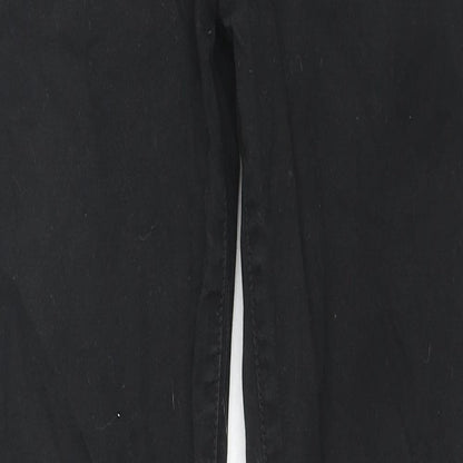 Topman Mens Black Cotton Trousers Size 32 in L30 in Regular Zip