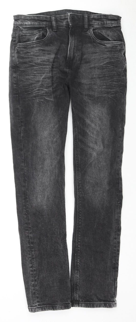 NEXT Mens Black Cotton Skinny Jeans Size 30 in L29 in Regular Zip