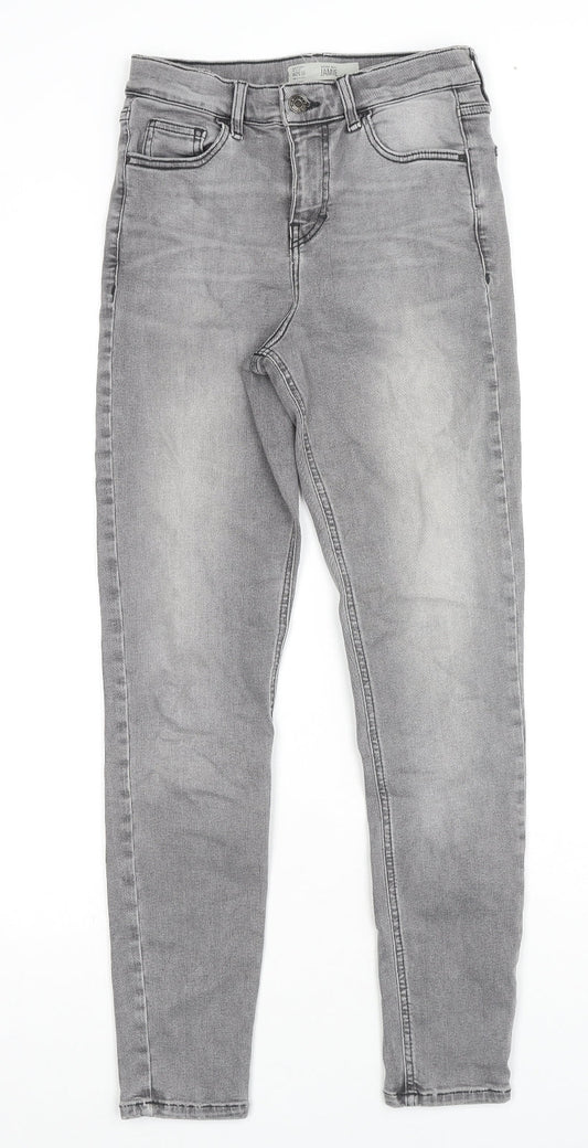 Topshop Womens Grey Cotton Skinny Jeans Size 26 L32 in Regular Zip