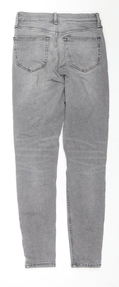 Topshop Womens Grey Cotton Skinny Jeans Size 26 L32 in Regular Zip