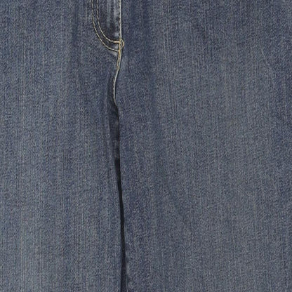 Ann Taylor Womens Blue Cotton Straight Jeans Size 6 L22 in Slim Zip