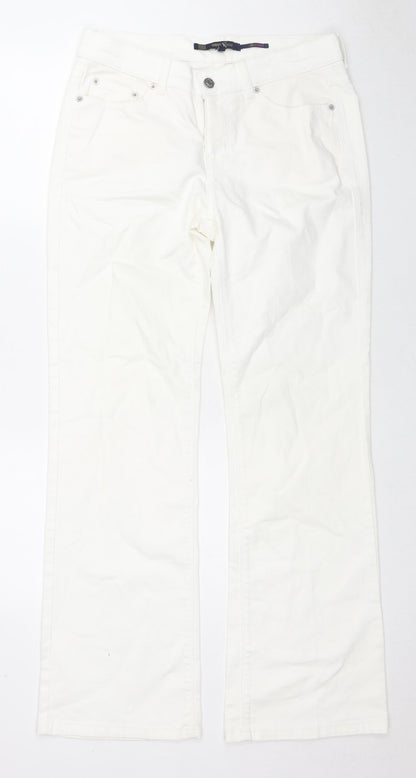 Oasis Womens White Cotton Straight Jeans Size 12 L31 in Regular Zip