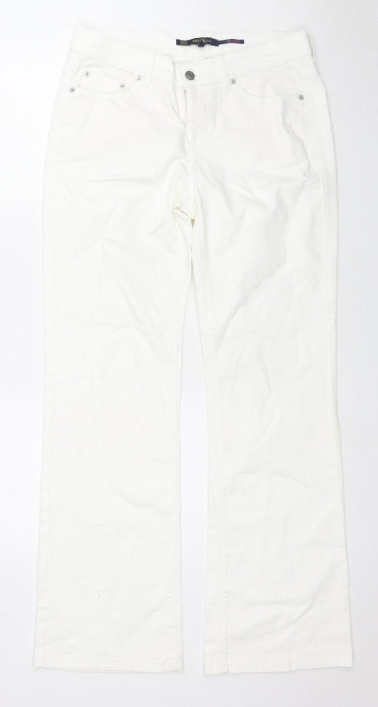 Oasis Womens White Cotton Straight Jeans Size 12 L31 in Regular Zip