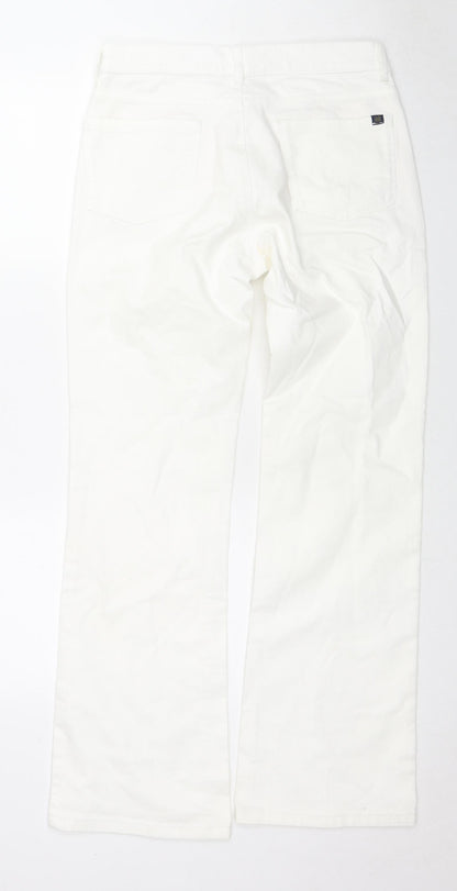Oasis Womens White Cotton Straight Jeans Size 12 L31 in Regular Zip
