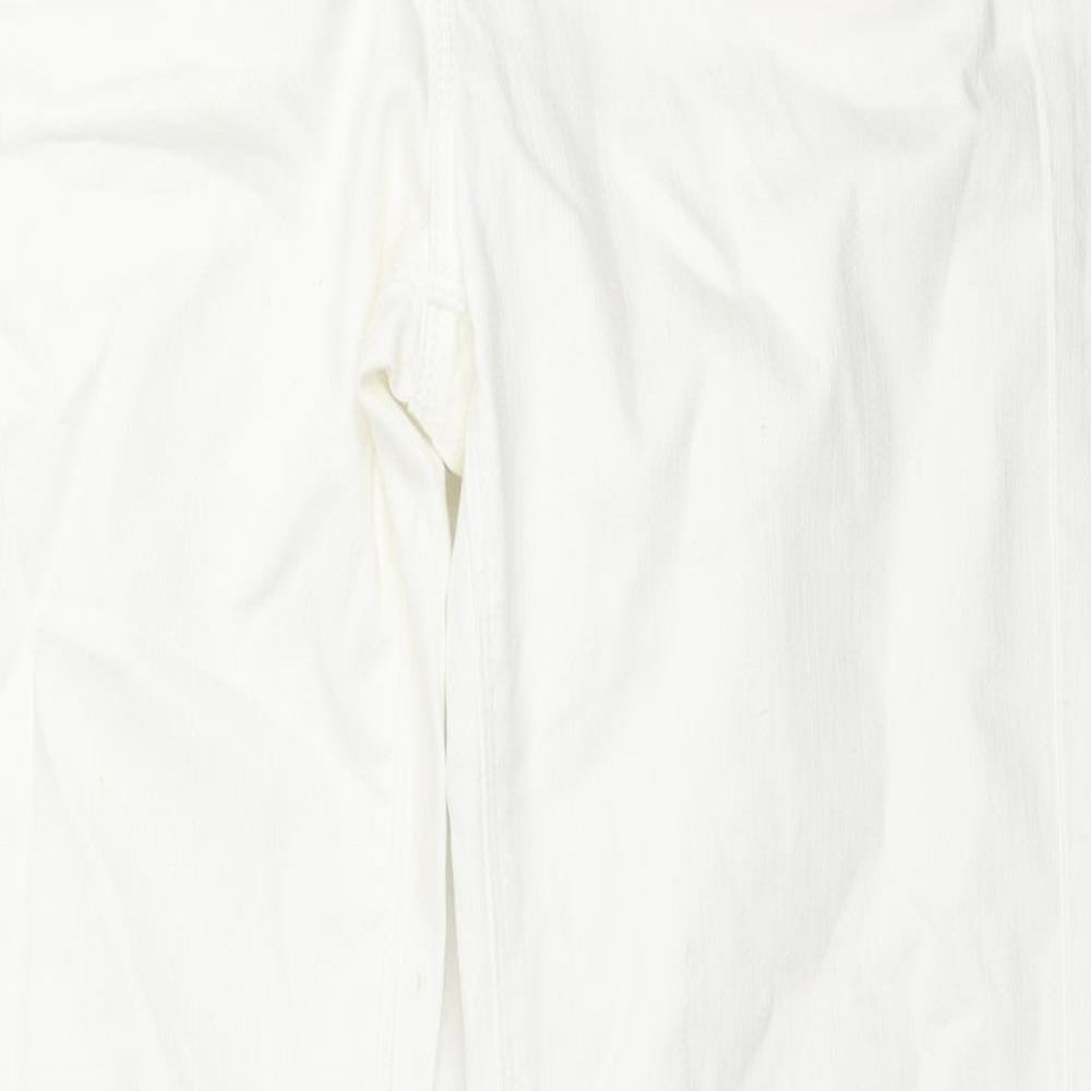 Oasis Womens White Cotton Straight Jeans Size 12 L31 in Regular Zip