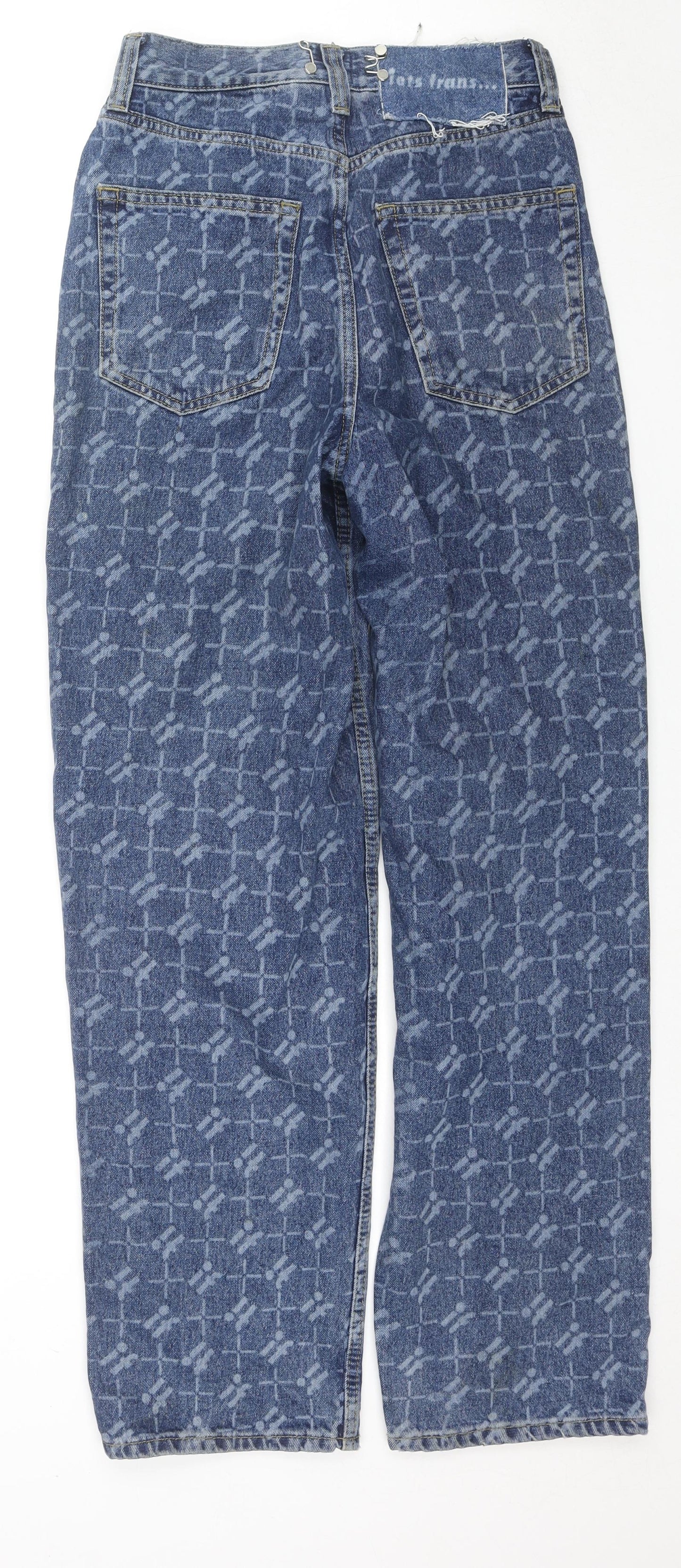 BDG Womens Blue Geometric Cotton Boyfriend Jeans Size 27 in L31 in Regular Zip