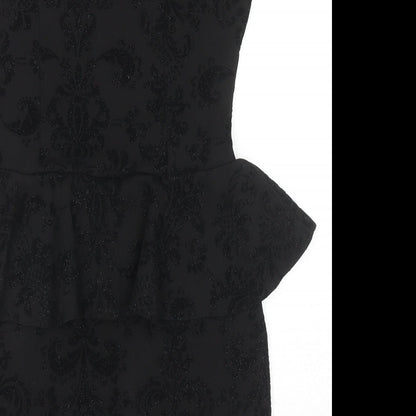 PINK Womens Black Cotton A-Line Size 10 Round Neck Pullover