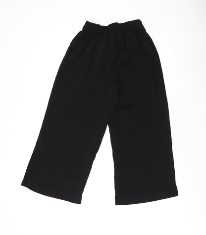 New Look Womens Black Polyester Cropped Trousers Size 6 L21.5 in Regular Drawstring