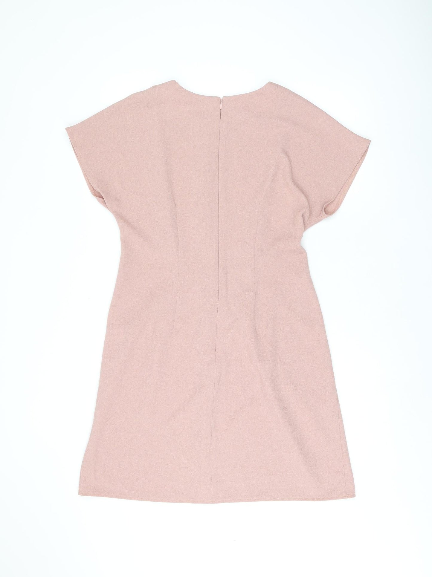 ASOS Womens Pink Polyester Shift Size 12 Boat Neck Zip