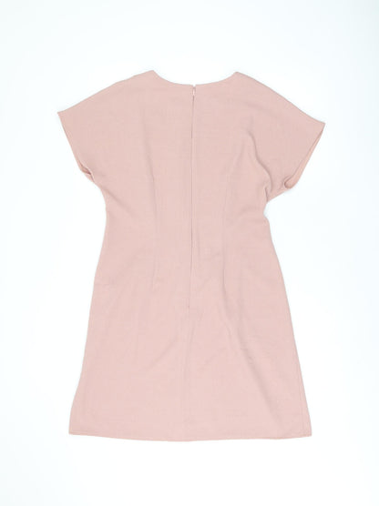 ASOS Womens Pink Polyester Shift Size 12 Boat Neck Zip