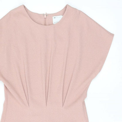 ASOS Womens Pink Polyester Shift Size 12 Boat Neck Zip