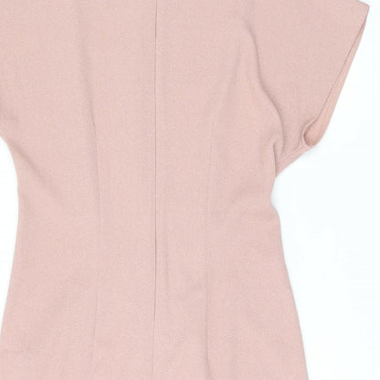 ASOS Womens Pink Polyester Shift Size 12 Boat Neck Zip