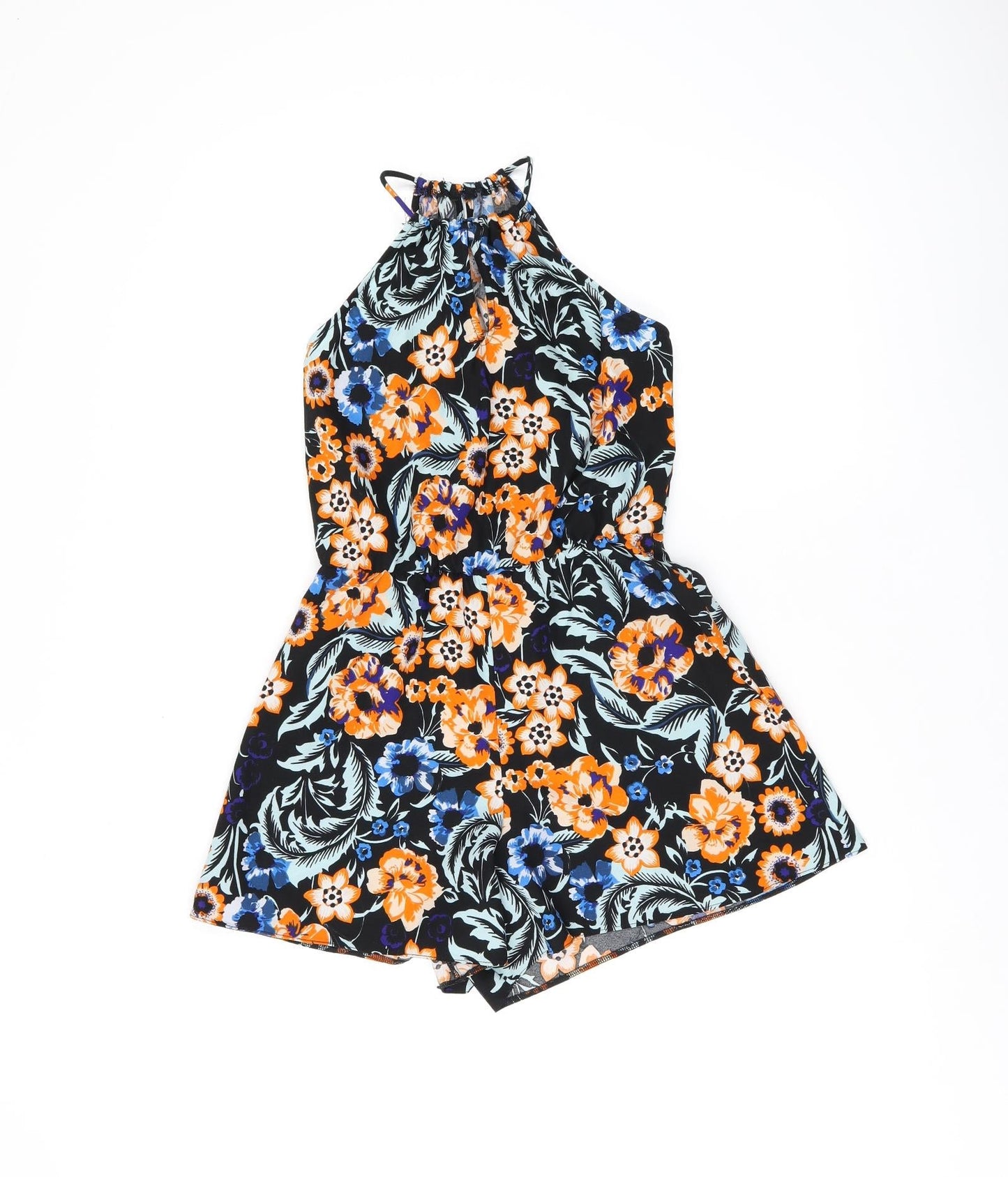 Miss Selfridge Womens Black Floral Polyester Playsuit One-Piece Size 6 L3 in