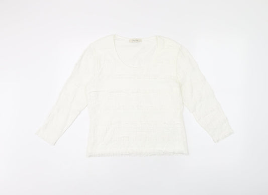 Precis Womens White Nylon Jersey T-Shirt Size S Round Neck