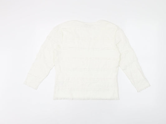 Precis Womens White Nylon Jersey T-Shirt Size S Round Neck