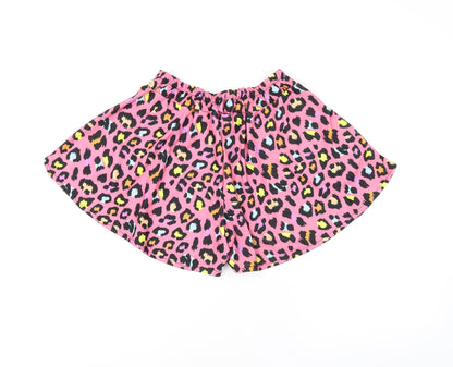 Stylewise Womens Pink Animal Print Polyester Basic Shorts Size M L3 in Regular Zip