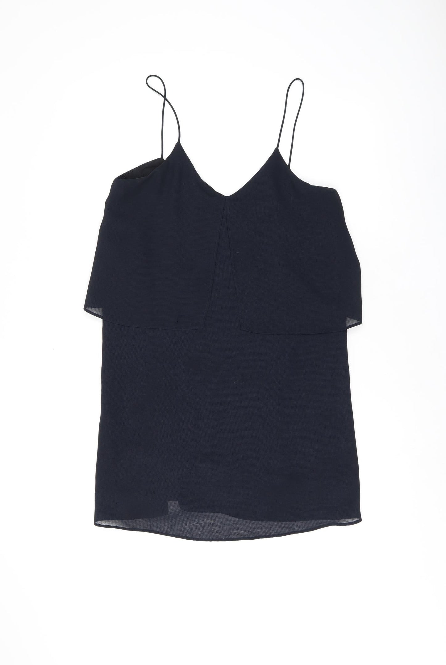 Mango Womens Blue Polyester Shift Size 6 V-Neck Pullover