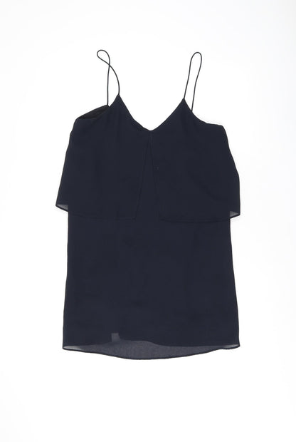 Mango Womens Blue Polyester Shift Size 6 V-Neck Pullover