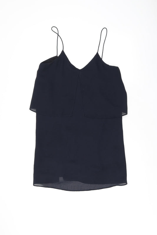Mango Womens Blue Polyester Shift Size 6 V-Neck Pullover