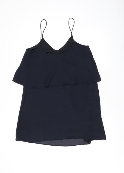 Mango Womens Blue Polyester Shift Size 6 V-Neck Pullover