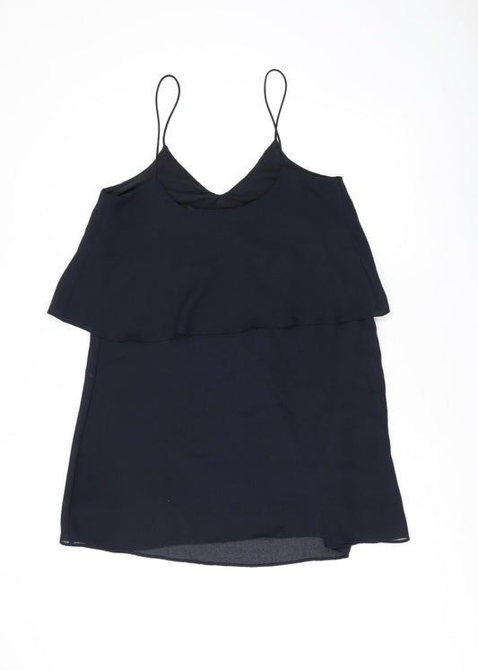 Mango Womens Blue Polyester Shift Size 6 V-Neck Pullover