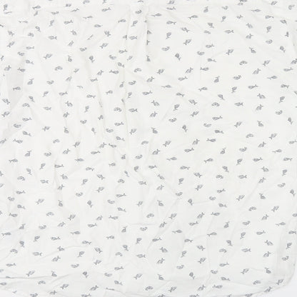 NEXT Mens White Geometric Cotton Button-Up Size S Collared Button - Fish print