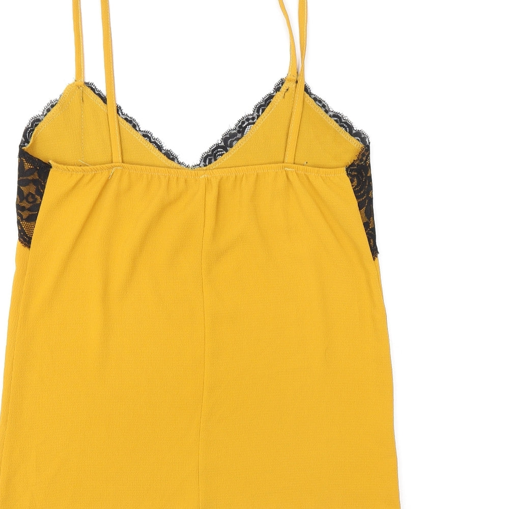 Womens UK Size 8 Made in Italy Yellow Camisole T-Shirt