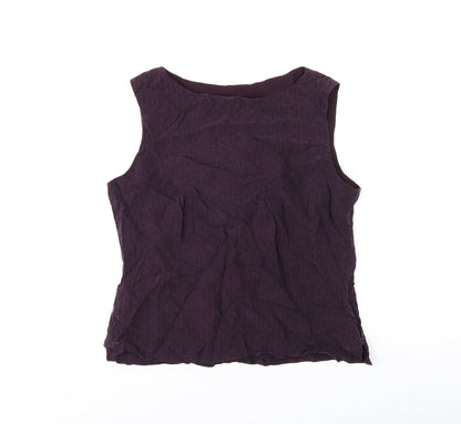 Liz Claiborne Womens Purple Polyester Basic T-Shirt Size 14 Boat Neck